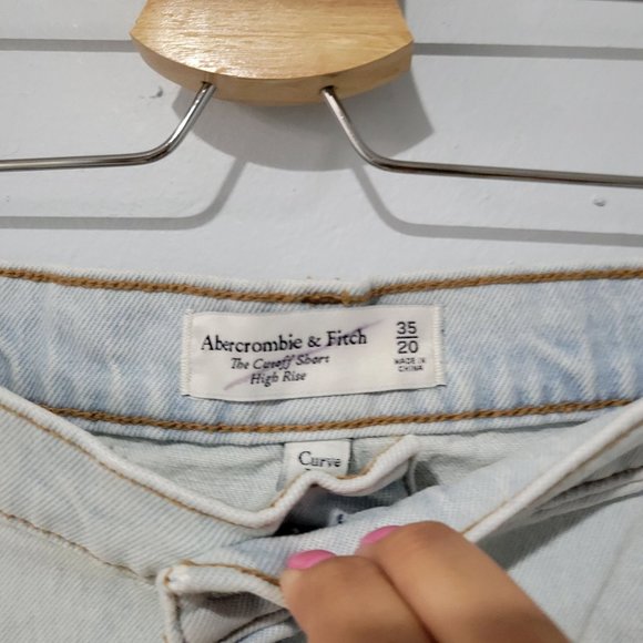 Abercrombie & Fitch Denim Shorts High Rise Size 35/20 The cutoff Short Color Blu - Picture 3 of 4